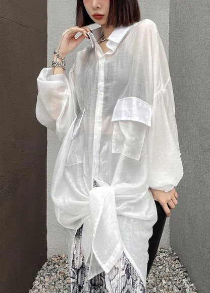 White Pockets Upf 50+ Coat Jacket Shirt Tops Summer