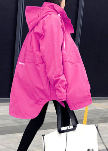 Unique Rose Zippered Asymmetrical Design Regular Fall Trench Coats