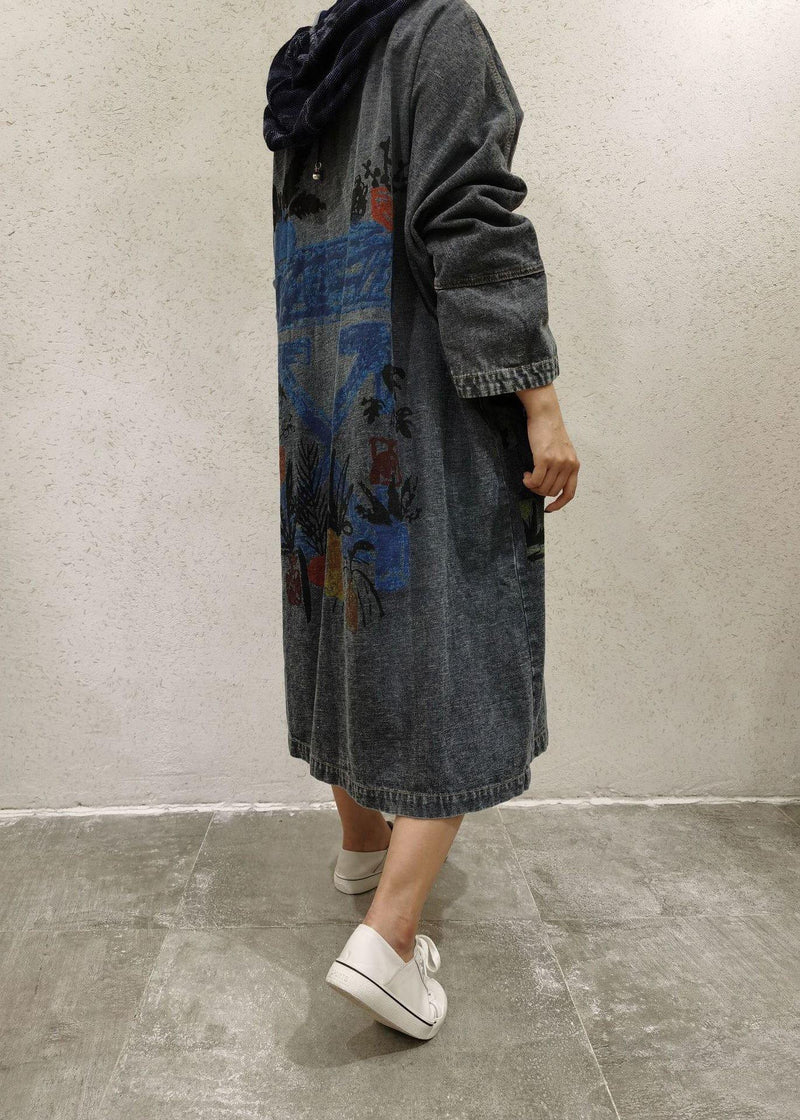 Diy Dark Gray Baggy Hooded Coat