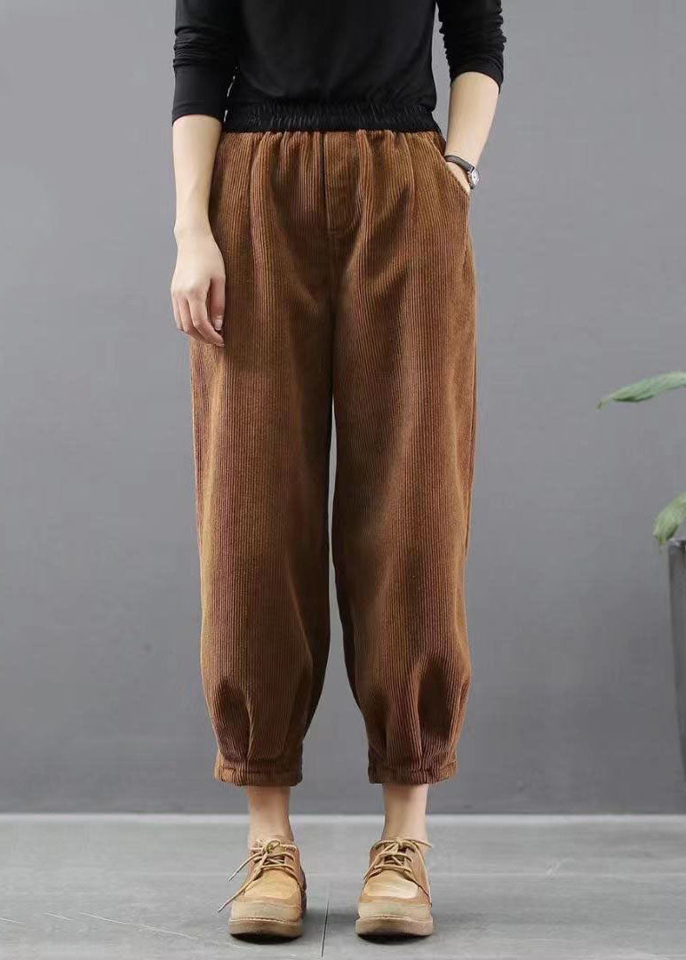 Handmade Black Pockets Thick Harem Fall Pants