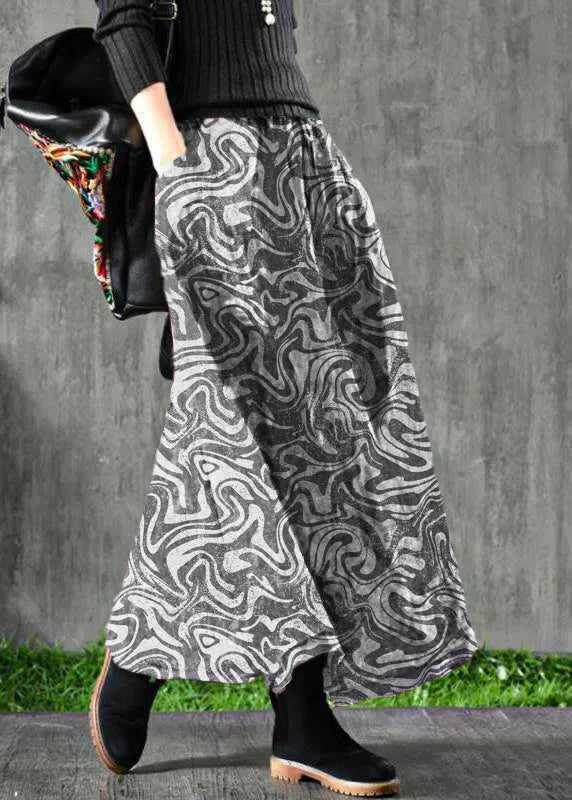 Velour Black Texture Skirt Maxi Length
