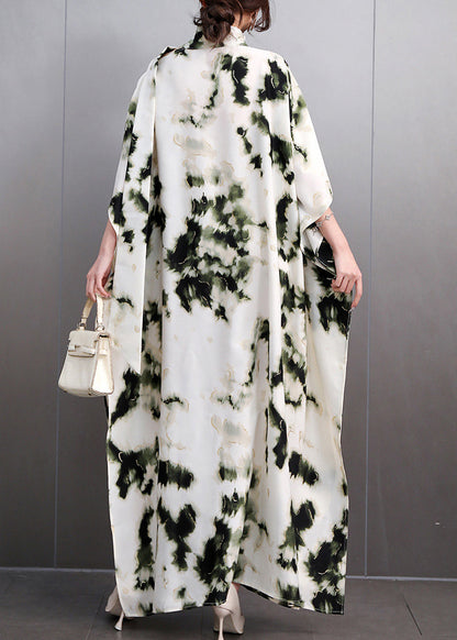 Print Long Dresses Batwing Sleeve