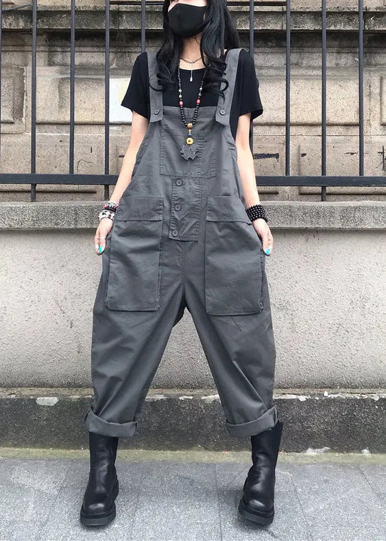 Grey Slash Neck Cozy Jumpsuits