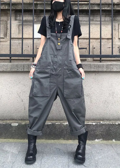 Grey Slash Neck Cozy Jumpsuits