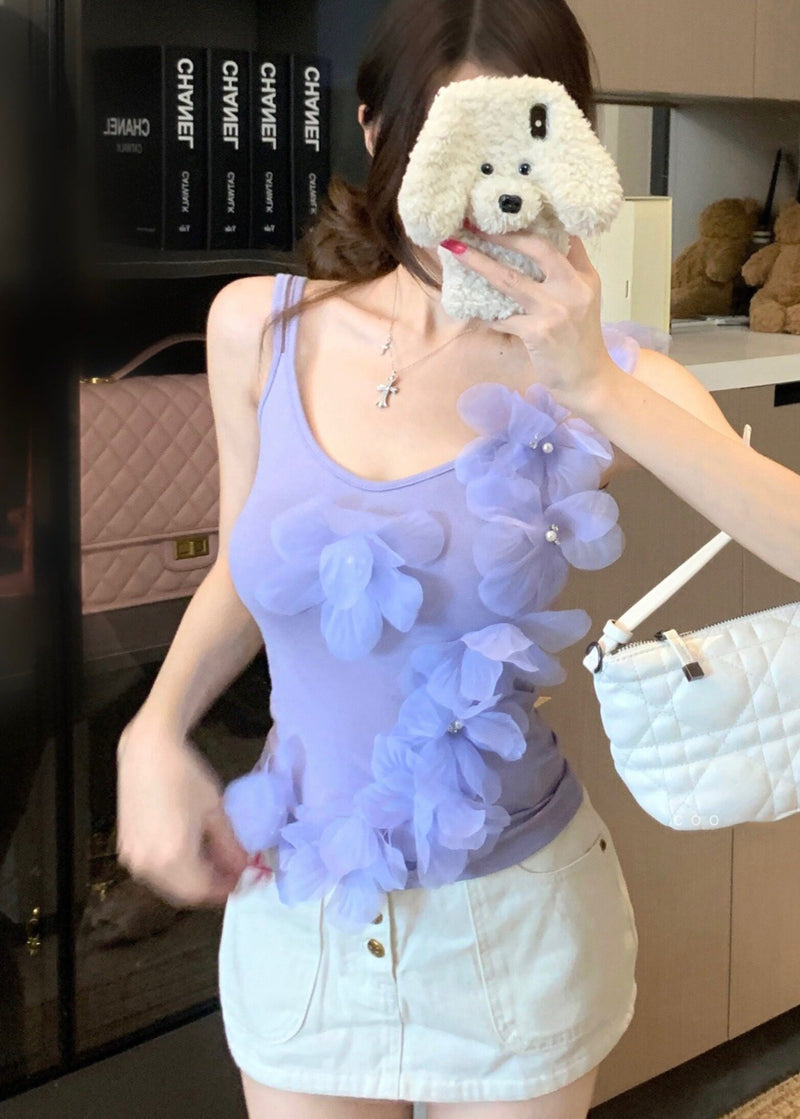 Classy Purple Handmade Cotton Vests Summer