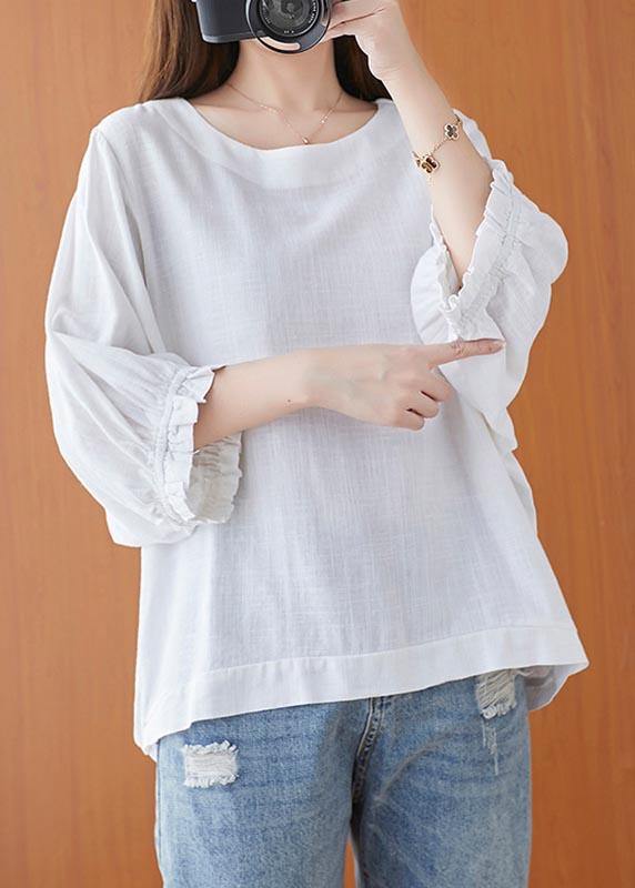 Simple White O-neck Cotton Top Summer