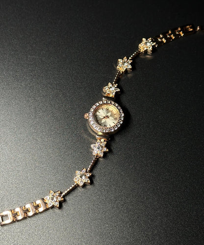 Stylish Gold Alloy Zircon Organic Glass Watches