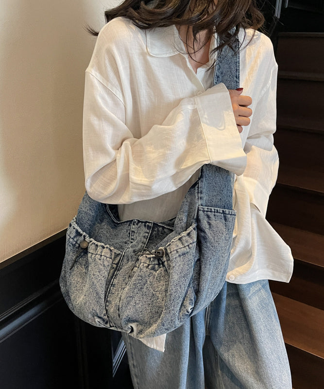 Blue Denim Pockets Large Capacity Crossbody Bag