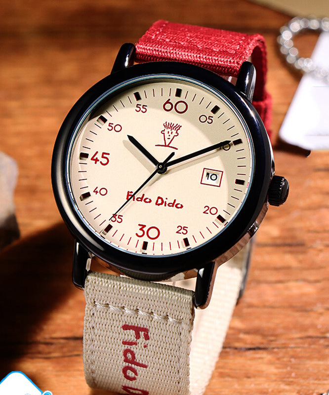 Red Alloy Fabric Quartz Movement Watch