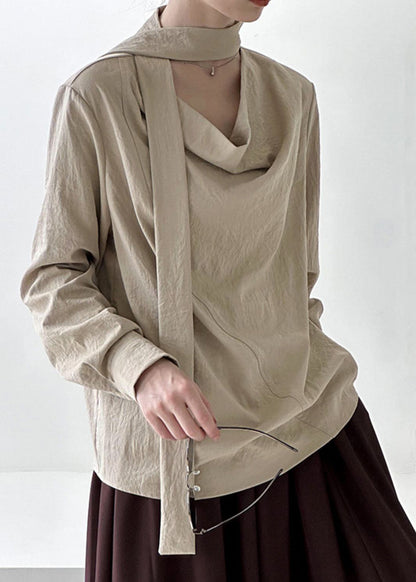 Original Design Khaki Ribbon Top Spring