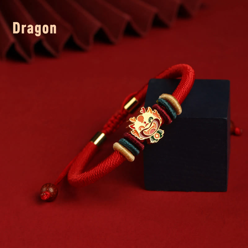 Buddha Stones Handmade 925 Sterling Silver Year of the Dragon Chinese Zodiac Luck Braided Red Bracelet