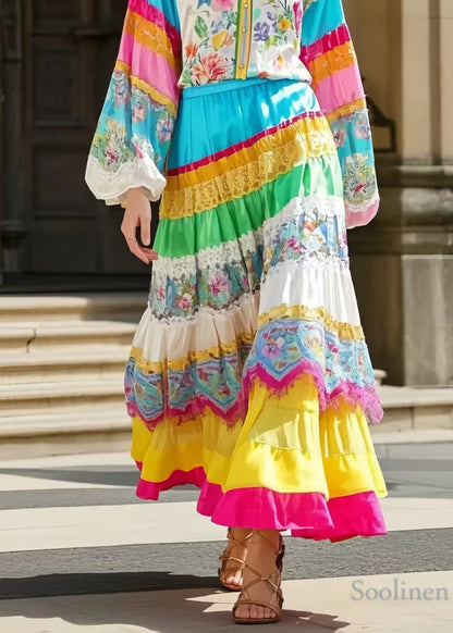 Style Polychrome Patchwork Skirts Spring