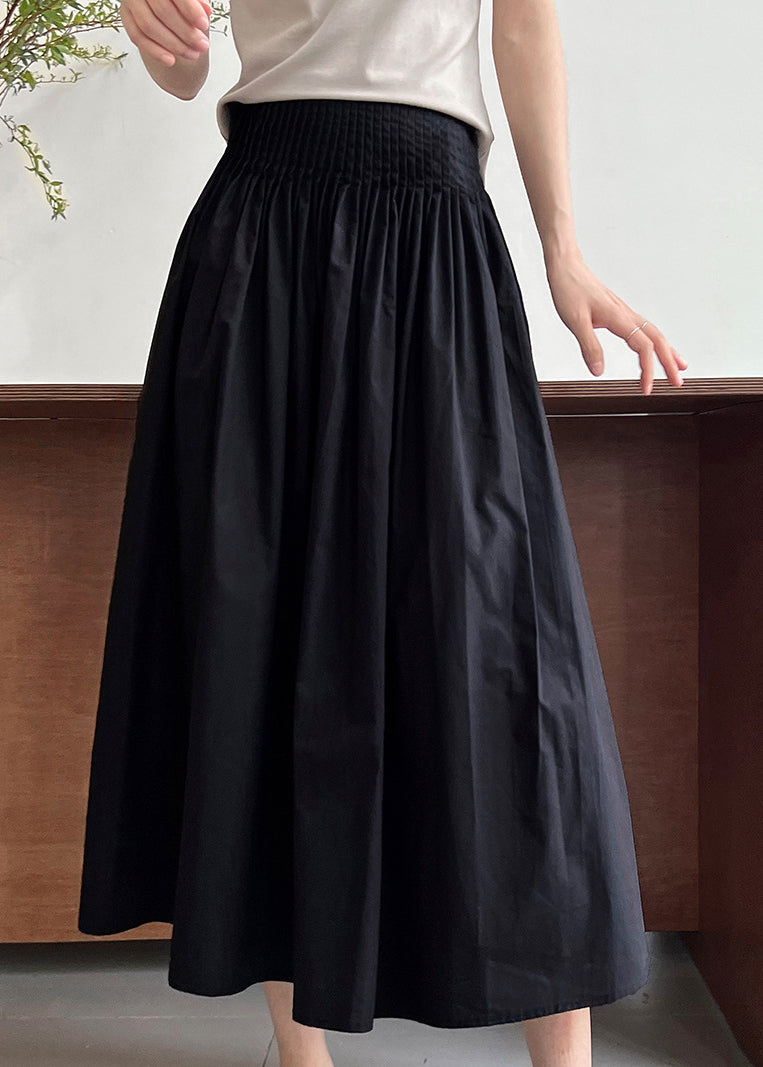 Natural Black High Waist Exra Large Hem Cotton Skirt Fall