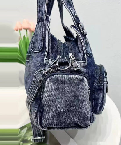 Art Blue Pockets Durable Denim Shoulder Bags