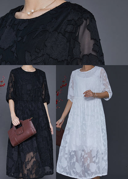 Black Jacquard Chiffon Robe Dresses Summer