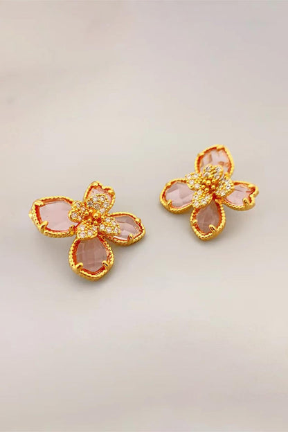 Dimentional Acrylic Earrings in Gold Tone