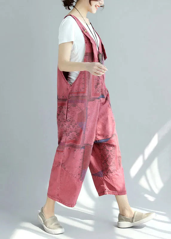 Loose Mulberry Pockets Print Jumpsuit Spring