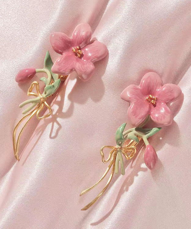 Pink Sterling Silver Overgild Drop Earrings