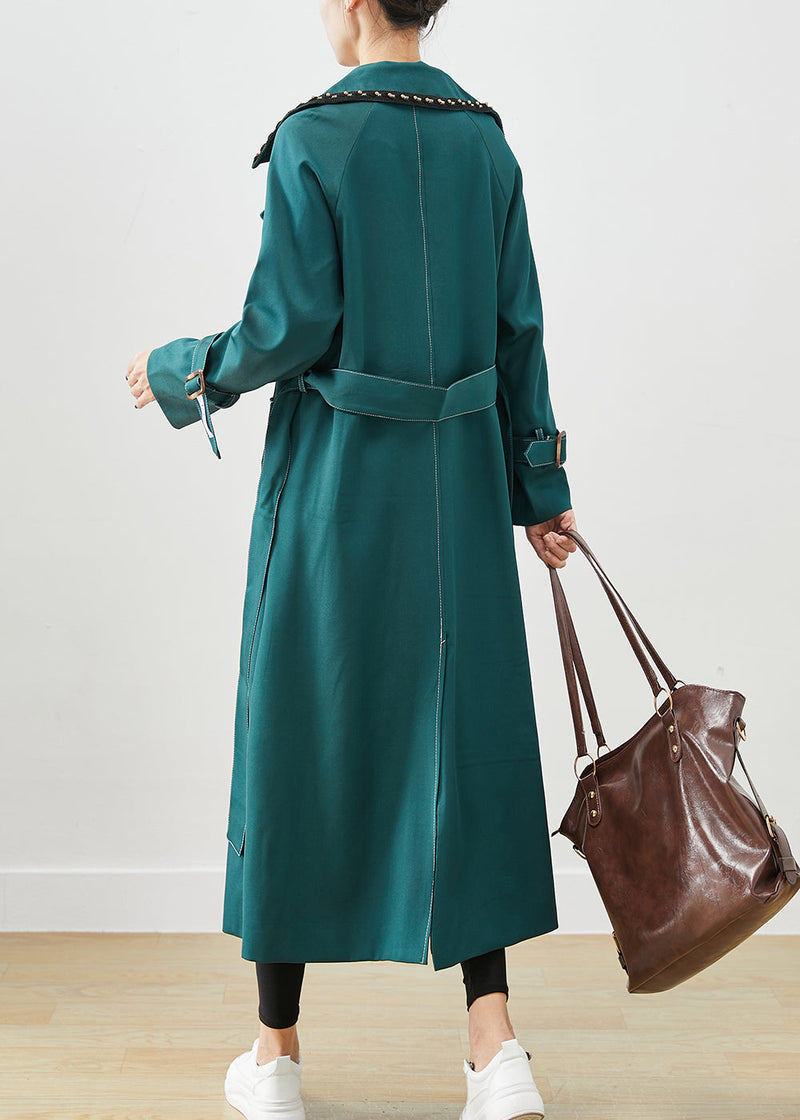 Blacksih Green Double Breast Pockets Cotton Coats Fall