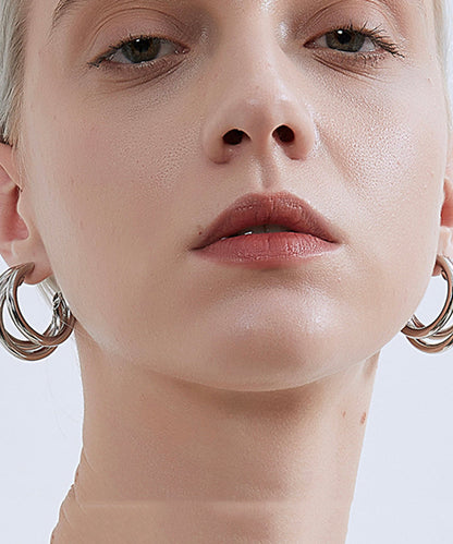 Simple Style Silk Copper Three Layers Hoop Earrings
