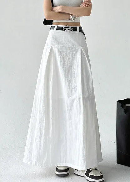 White High Waist Cotton Summer Skirt Zippered