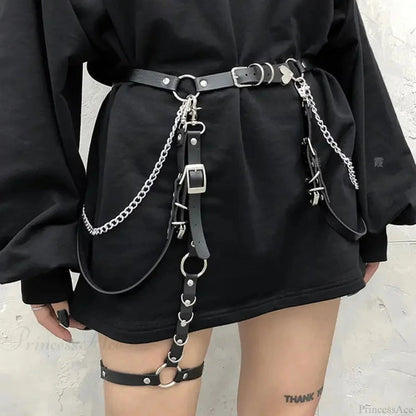 Dark Leather Hip Hop Rebel Belt