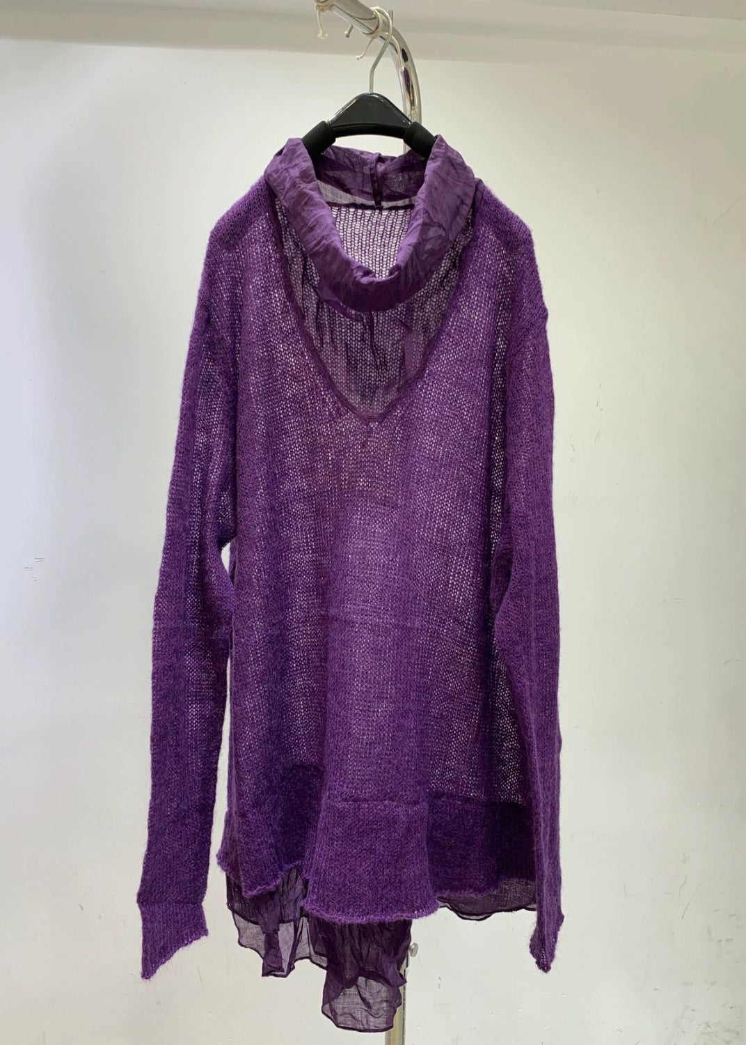 Purple Turtleneck Hollow Out Knit Sweaters Fall