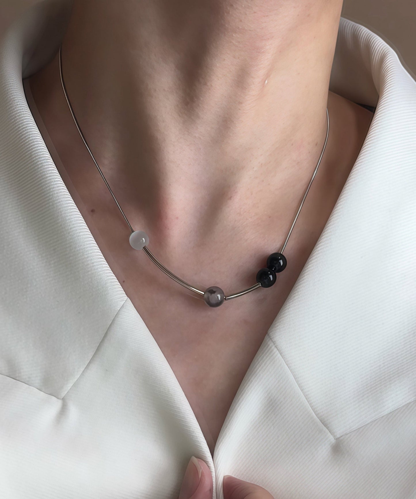 Blackish Crystal Tungsten Steel Necklace