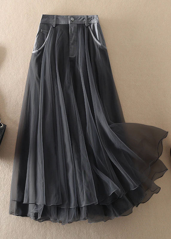Natural Print2 High Waist Patchwork Tulle Skirts Spring