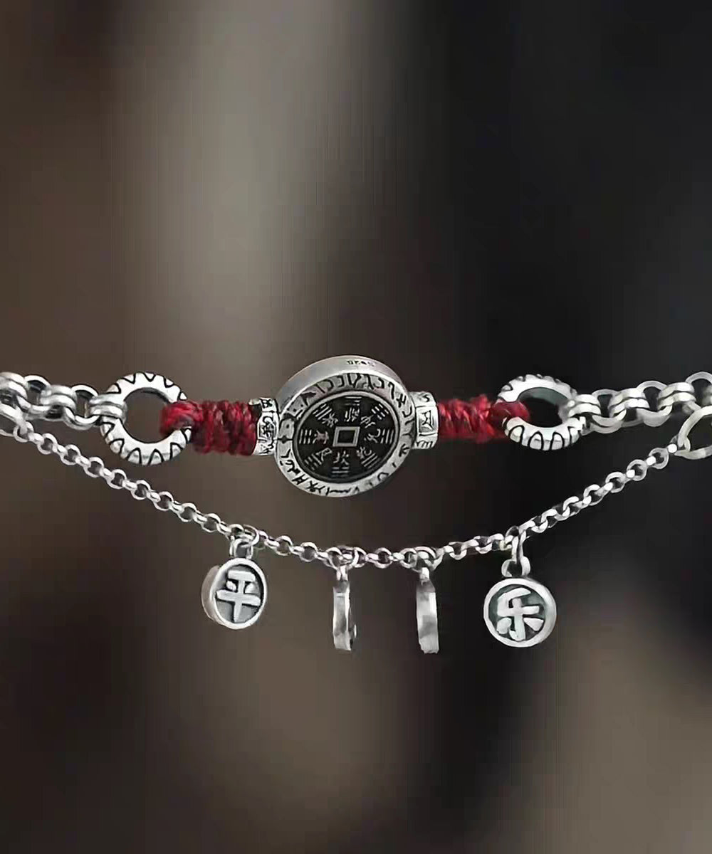 Silk Sterling Silver Peace and Joy Lariat Necklace