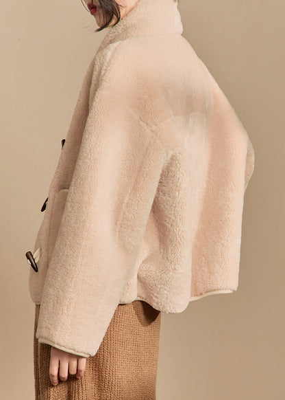 Beige Scarf Original Design Teddy Faux Fur Coats Winter