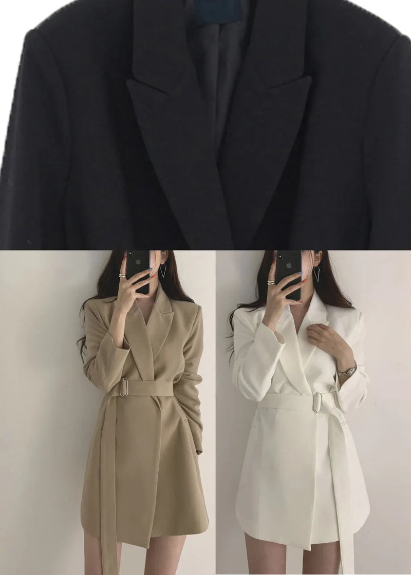 Khaki Peter Pan Collar Pockets Coat Long Sleeve