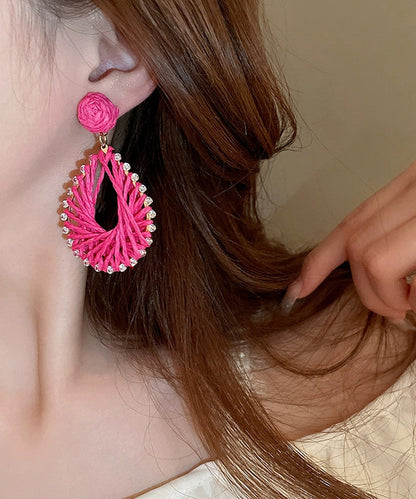 Rose Alloy Zircon Caoteng Drop Earrings