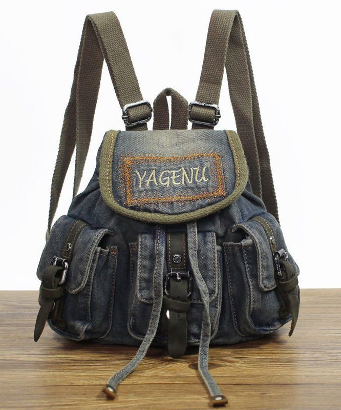 New Japanese and Korean Embroidery Denim Backpacks