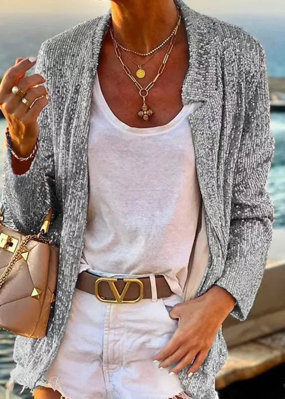 European and American Style Gold Sequins Patchwork Coat Spring