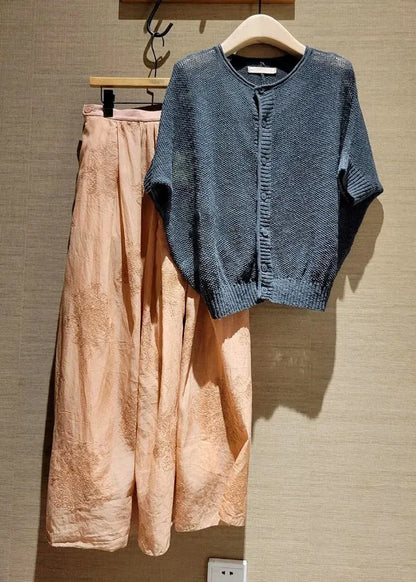 New Ice Silk Top and Skirt Jacquard Silk Two Pieces Set Summer