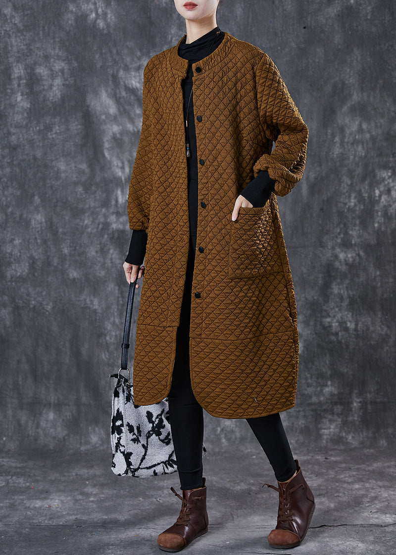 Coffee Cotton Coat Outwear Oversized Pockets Spring