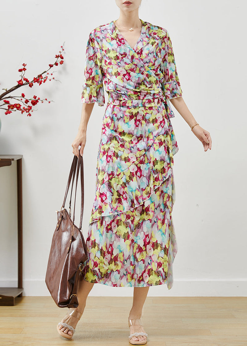 Silm Fit Flower Print Chiffon Two Piece Set Clothing Summer