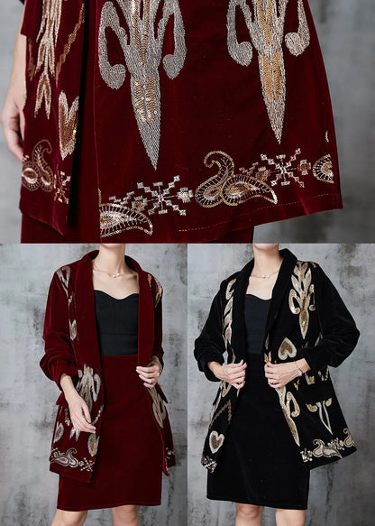 Mulberry Patchwork Silk Velour Two Piece Set Clothing Sequins Spring