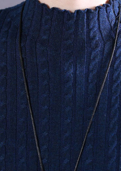 Blue Pockets Knit Vacation Dresses Spring
