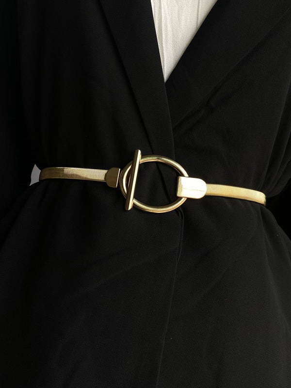 Buckle Geometric Pleated Color Belts