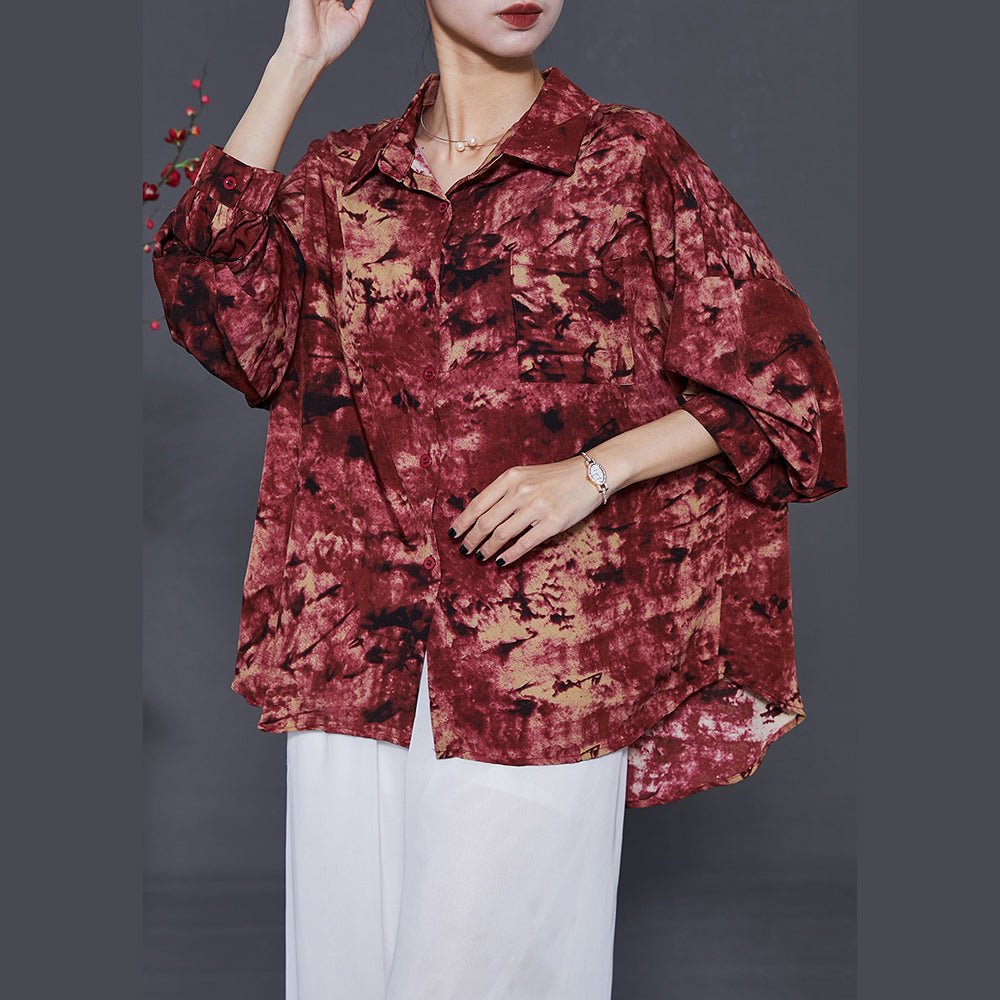 Mulberry Oversized Tie Dye Chiffon Blouse Top Summer