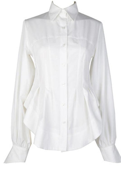 White Traveling Cotton Blouse Tops Spring