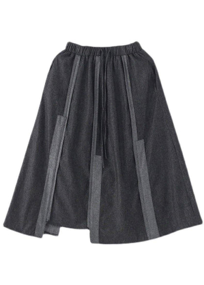 Modern Dark Grey Elastic Waist a Line Fall Skirts