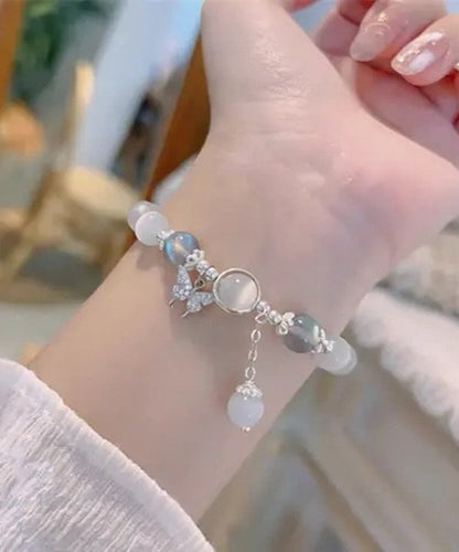 Modern Silk Alloy Zircon Butterfly Cat's Eye Stone Charm Bracelet