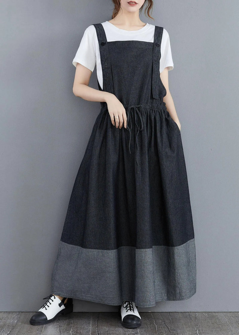 Splicing Denim Long Back Dress