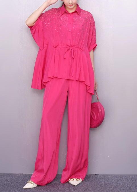 Rose Zircon Two Piece Set Clothing Cinched Summer