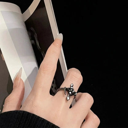 Clear Cross Rebel Gothic Ring