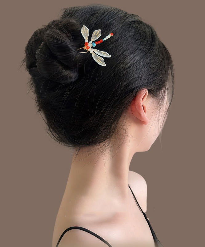 Chinese Style Rainbow Overgild Dragonfly U-shaped Hairpin