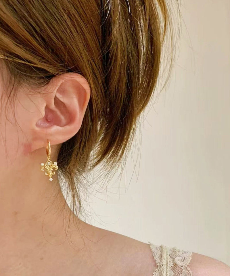 Art Gold Overgild Zircon Iris Hoop Earrings